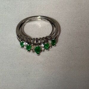 Silver and Emerald Gemstone Ring